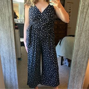 Wide leg polka dot jumpsuit